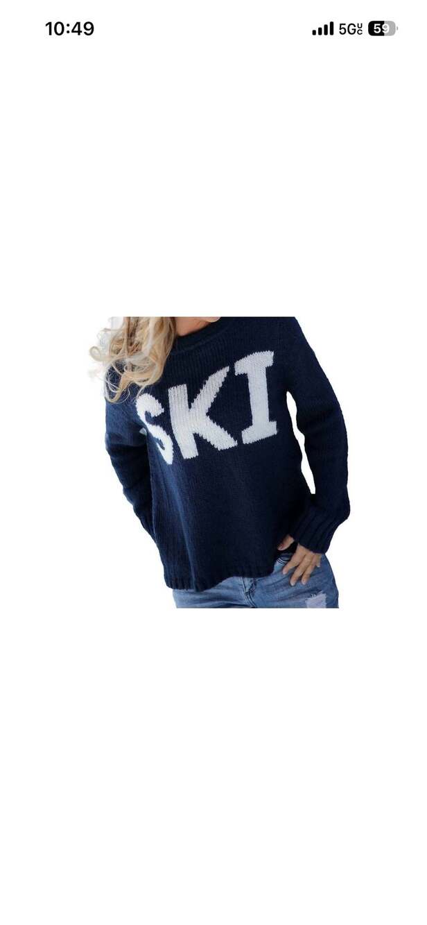 Wooden Ships Paola Buendia Navy Blue 'SKI' Knit Crewneck Sweater